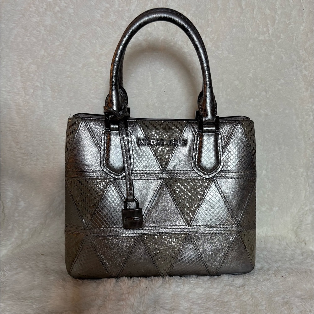 Michael Kors Adele Medium Metallic Silver Patchwo… - image 2